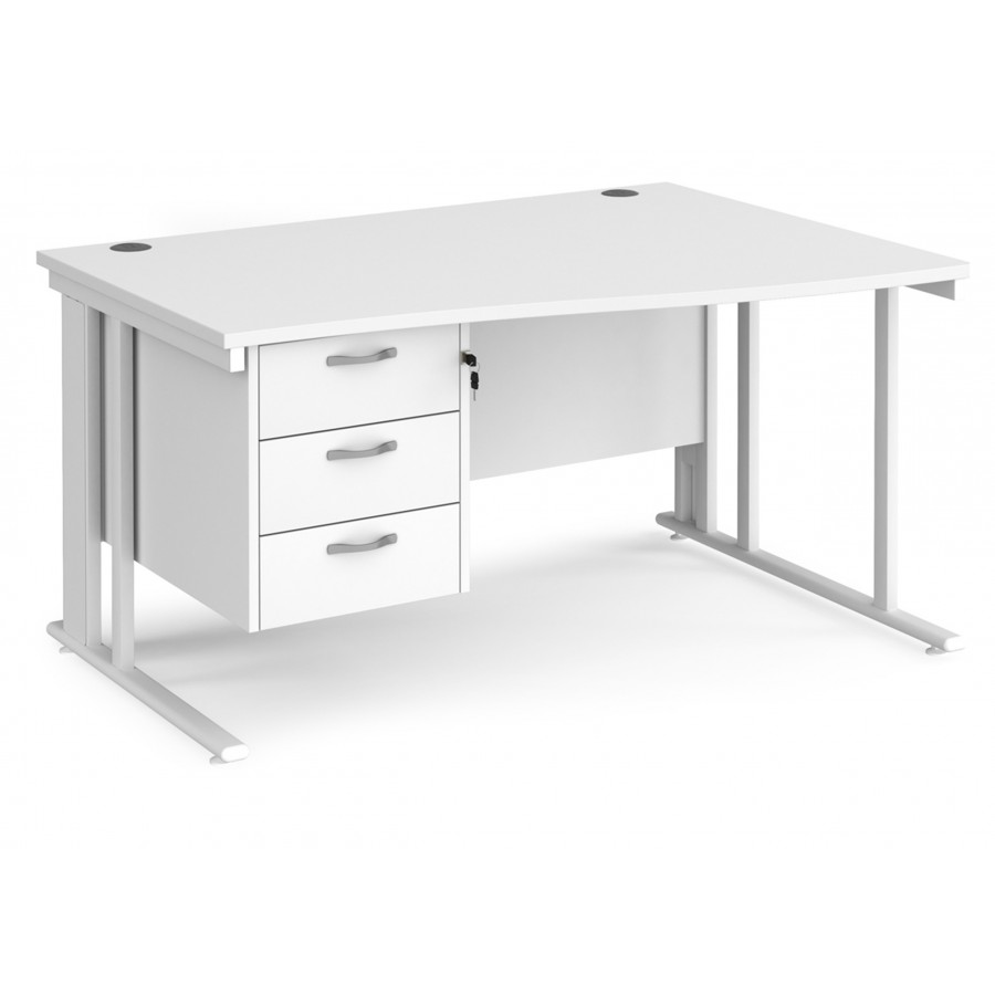 Maestro Cable Managed Leg Wave Desk with Three Drawer Pedestal